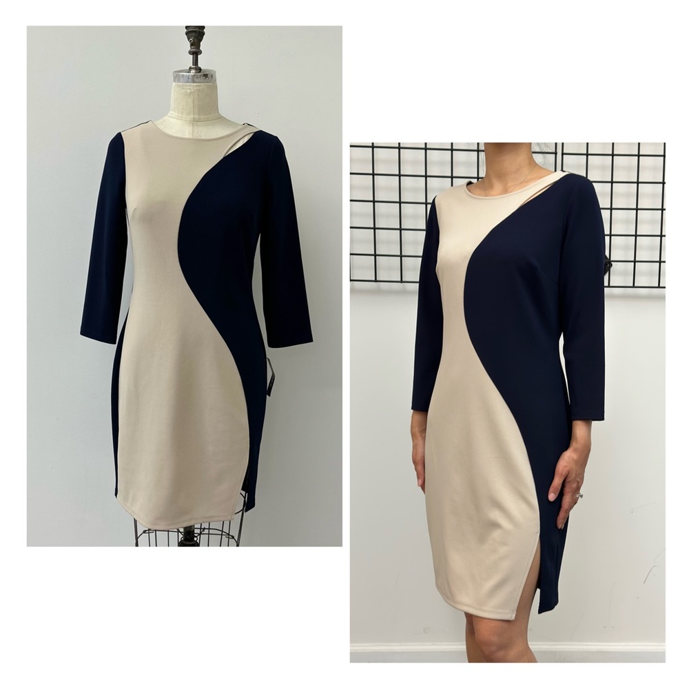 NWT Glamour Colorblock Scuba Crepe Dress size 8